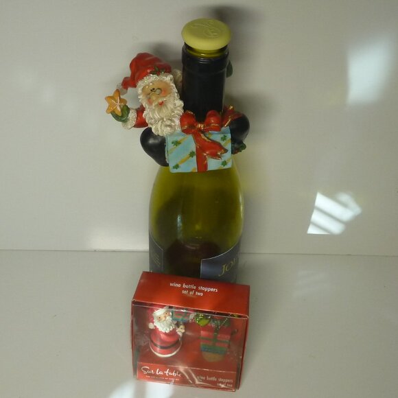 Three Vintage Christmas Wine Bottle Decorations - Picture 1 of 9